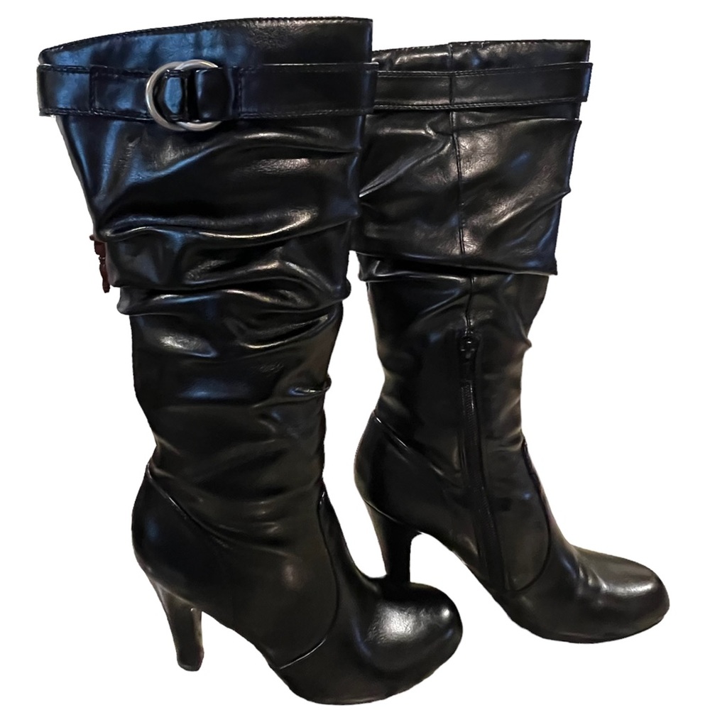Women’s Sketchers Knee High Heeled Black Tall Boots Size 7